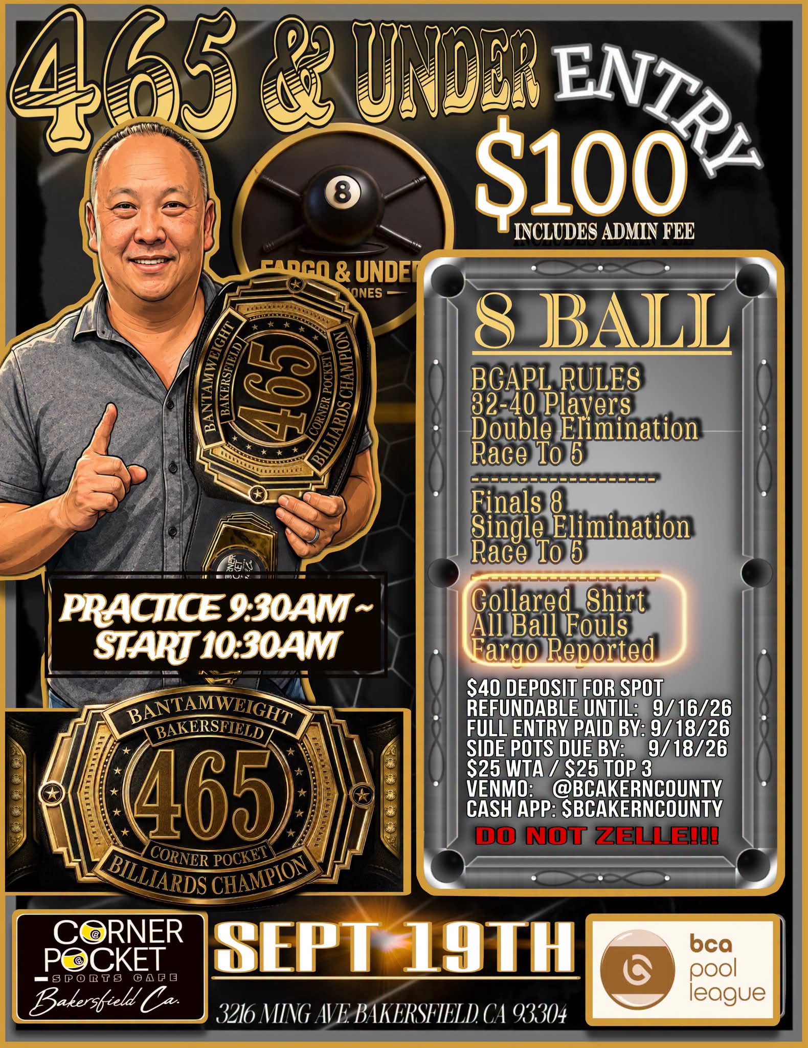 465& Under 8-Ball Bantamweight Title Event